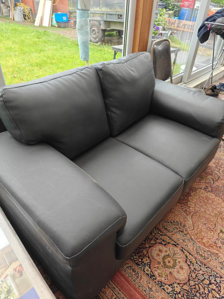 Lederen zetel, 2-zit, Moins de 75 cm, 150 à 200 cm, Enlèvement, Utilisé