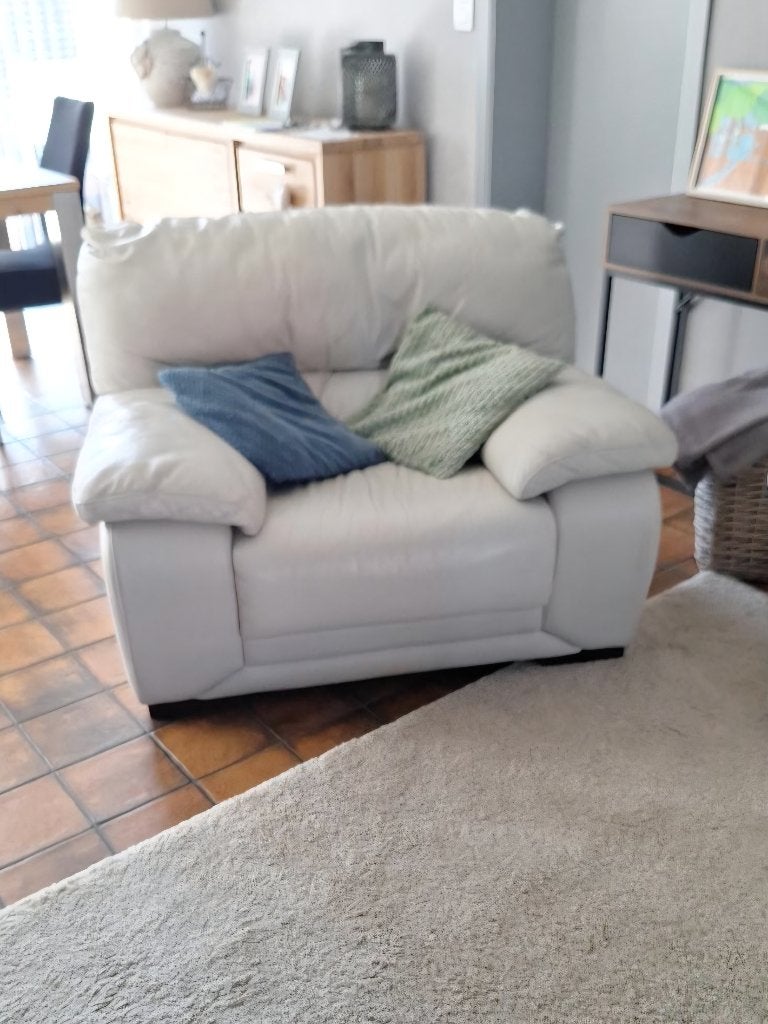 Fauteuil  cuir une place beige, 100 à 125 cm, Cuir, Enlèvement, Utilisé