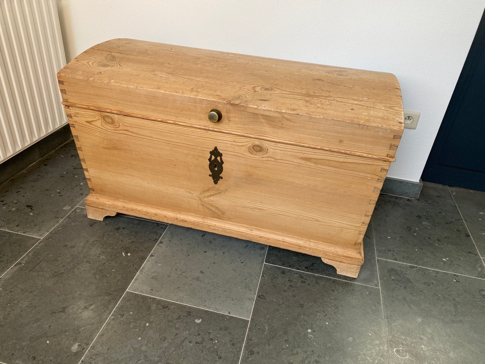 Grenen Houten kist met ijzeren handvaten, Ophalen, Gebruikt