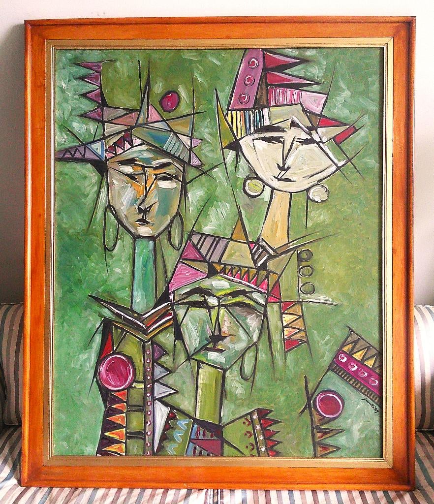 GROOT) - 3 vrouwenfiguren 1989 - Gianto - Indonesië, Antiek en Kunst, Ophalen