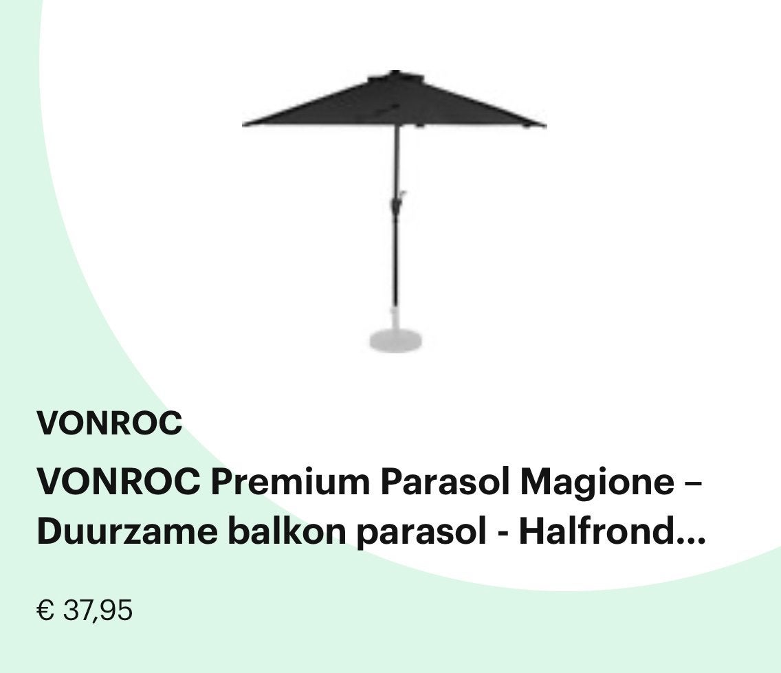 Balkon parasol (halve) met voet - Nieuw, Tuin en Terras, Ophalen, Zo goed als nieuw