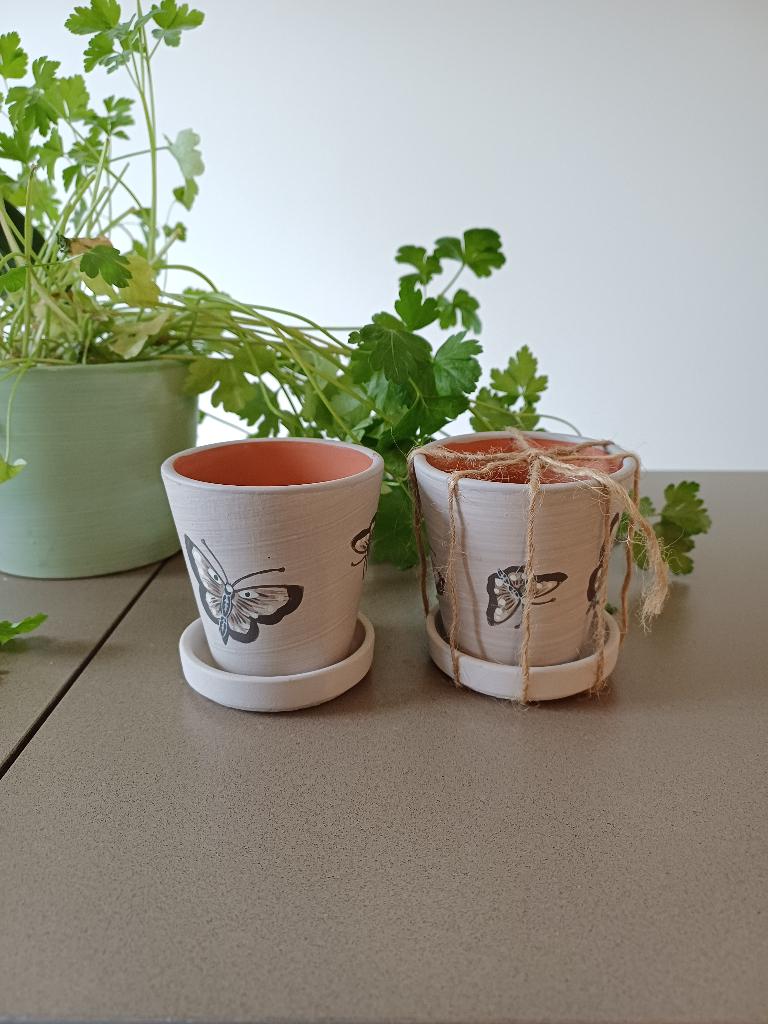 NIEUW 2 bloempotjes 'vlinder', Rond, Nieuw, Ophalen of Verzenden, Balkon