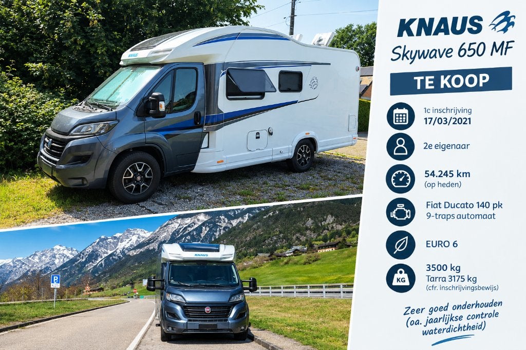 Knaus Skywave 650 FM, Toilette à cassette, Fiat, Détecteur de fumée, Diesel