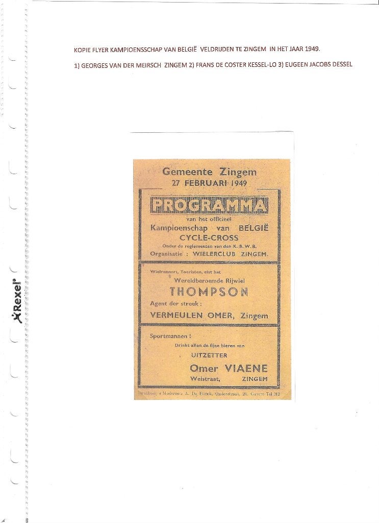 Flyer veldrijden Zingem, Ophalen of Verzenden, Gelezen, Wielerclub Zingem