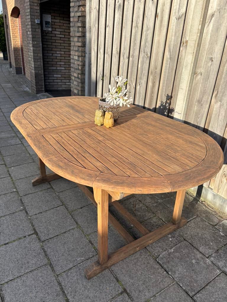 Houten tuintafel 6–8 personen | opgeknapt & ingeolied |, Enlèvement ou Envoi, Comme neuf