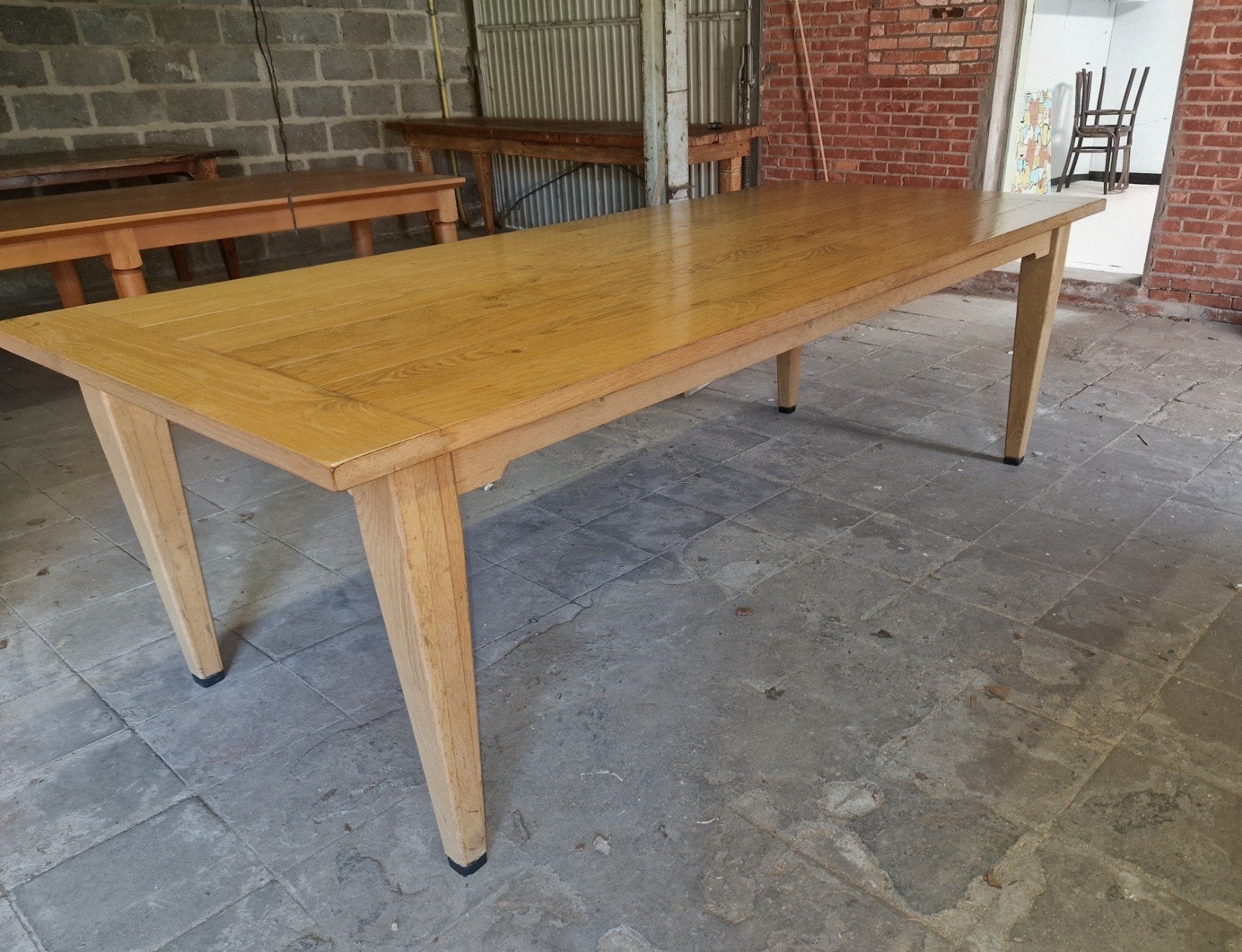 Massief eiken boerentafel eettafel 250cm, Ophalen, Eikenhout