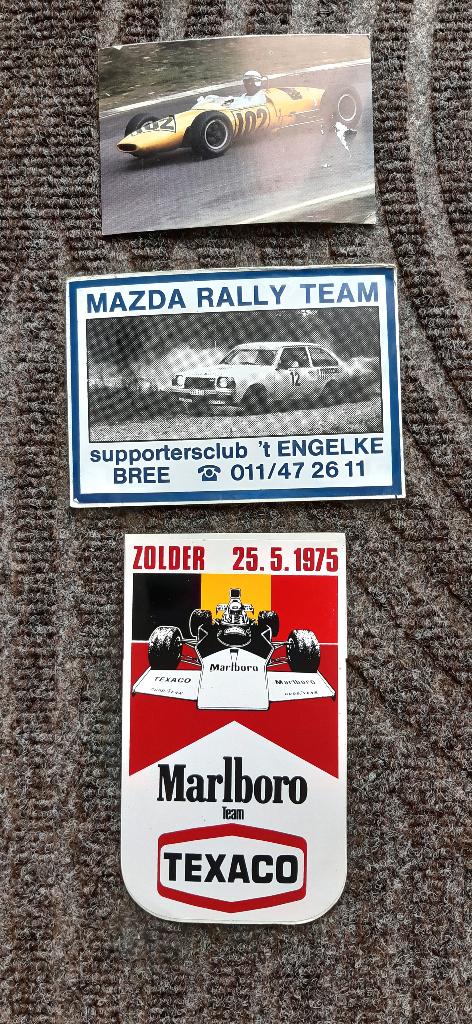 sticker Marlboro Racing Team Texaco 1975 +Mazda rally team +, Verzamelen, Ophalen of Verzenden, Zo goed als nieuw, Sport
