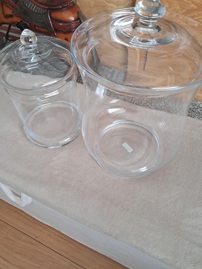 2 glazen potten met deksel J Line, Ophalen, Zo goed als nieuw, Glas