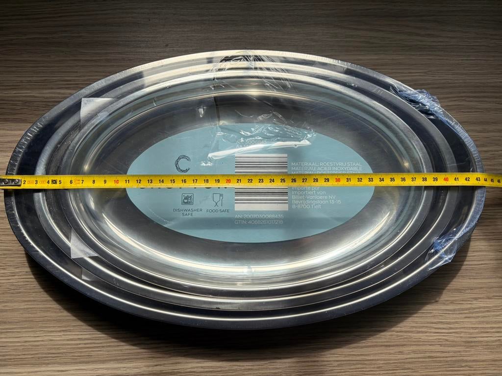 Nieuwe inox plateaus 44,39,en 34 cm dia, Enlèvement
