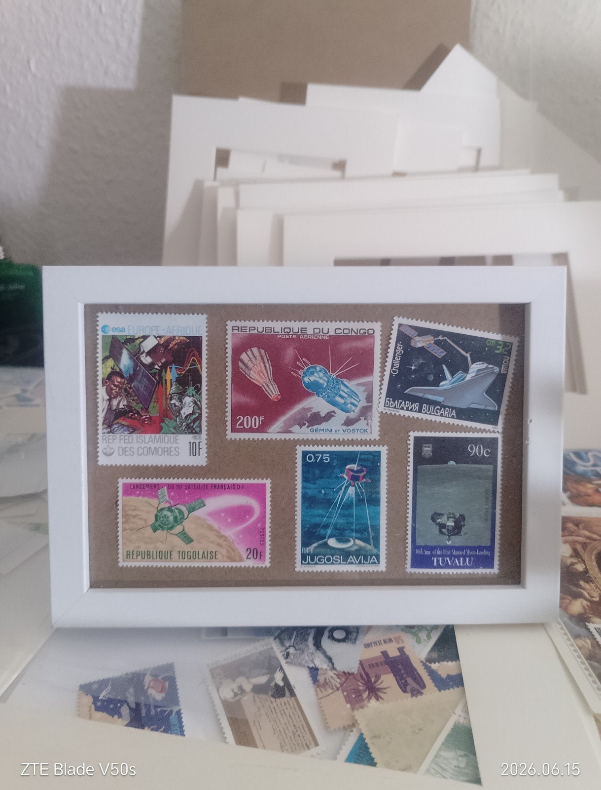 postzegels postfrisch ruimtevaart inglijst, Postzegels en Munten, Ophalen of Verzenden