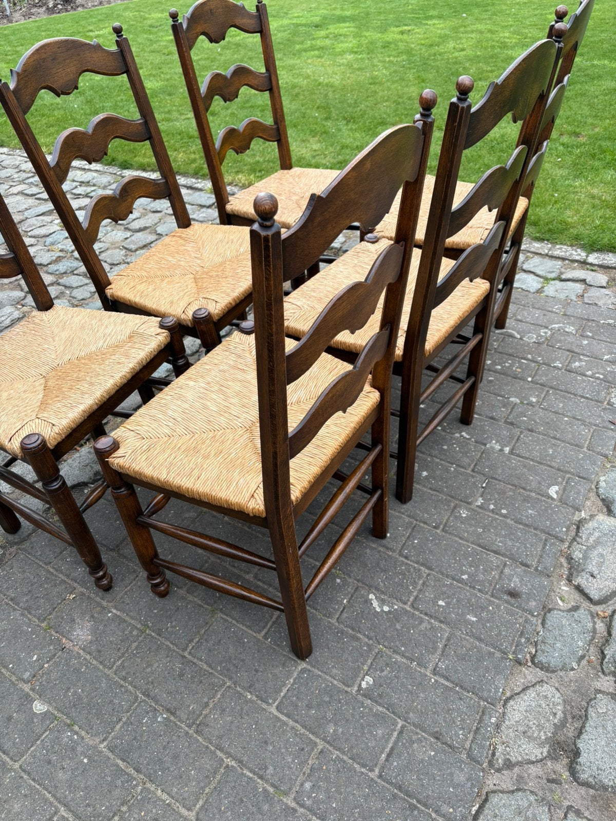 6 stoelen te koop , eventueel met tafel , volledig intact, Antiek en Kunst, Ophalen
