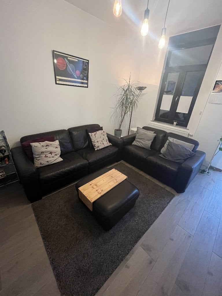 SALON te koop, Enlèvement, Utilisé, Cuir, Bruin leer, tijdloos