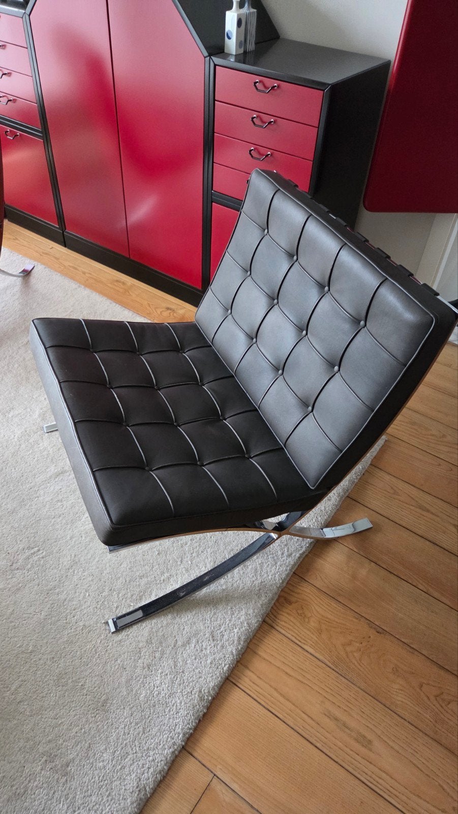 Originele Barcelona chair zwart, Maison & Meubles, Enlèvement, Comme neuf, Noir, Cuir