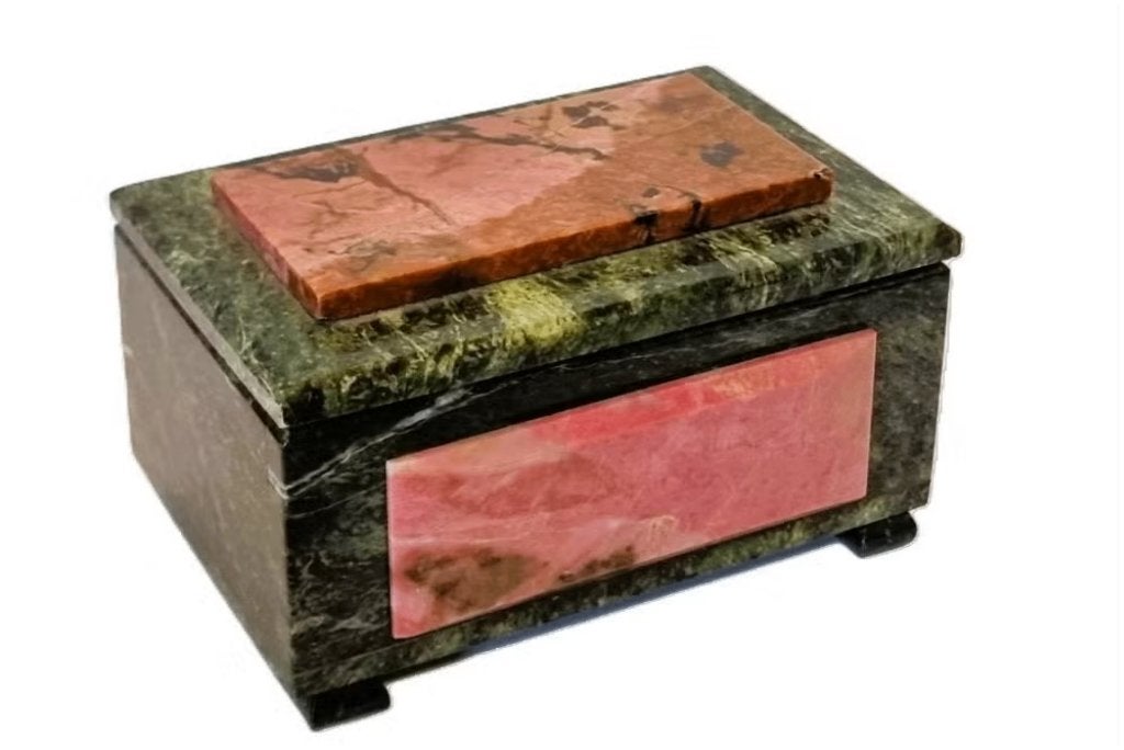 Boîte en serpentine et rhodonite rose., Enlèvement ou Envoi, Minéral