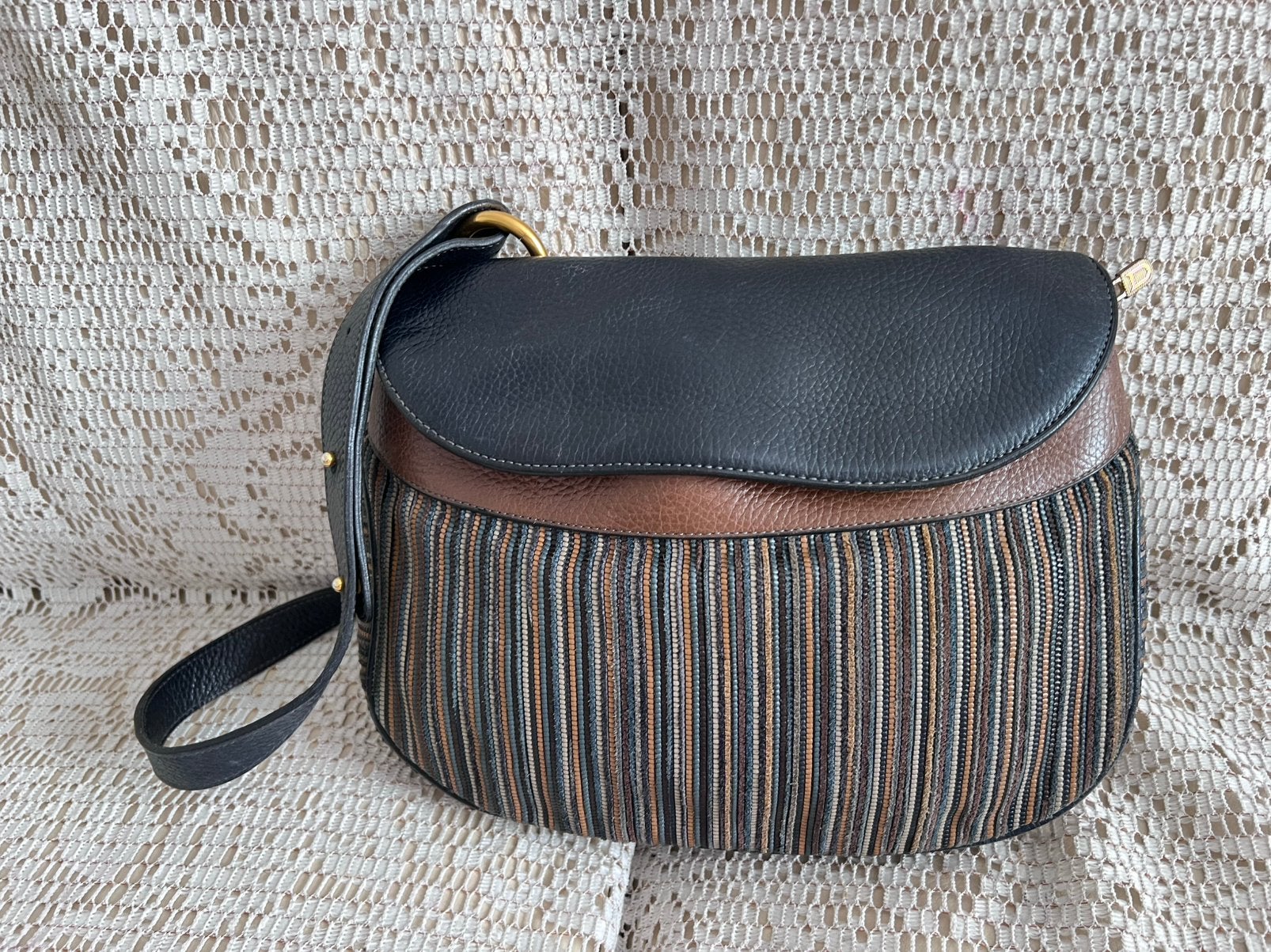 DELVAUX veelkleurige geweven leren tas, Ophalen of Verzenden, Zo goed als nieuw, Leer