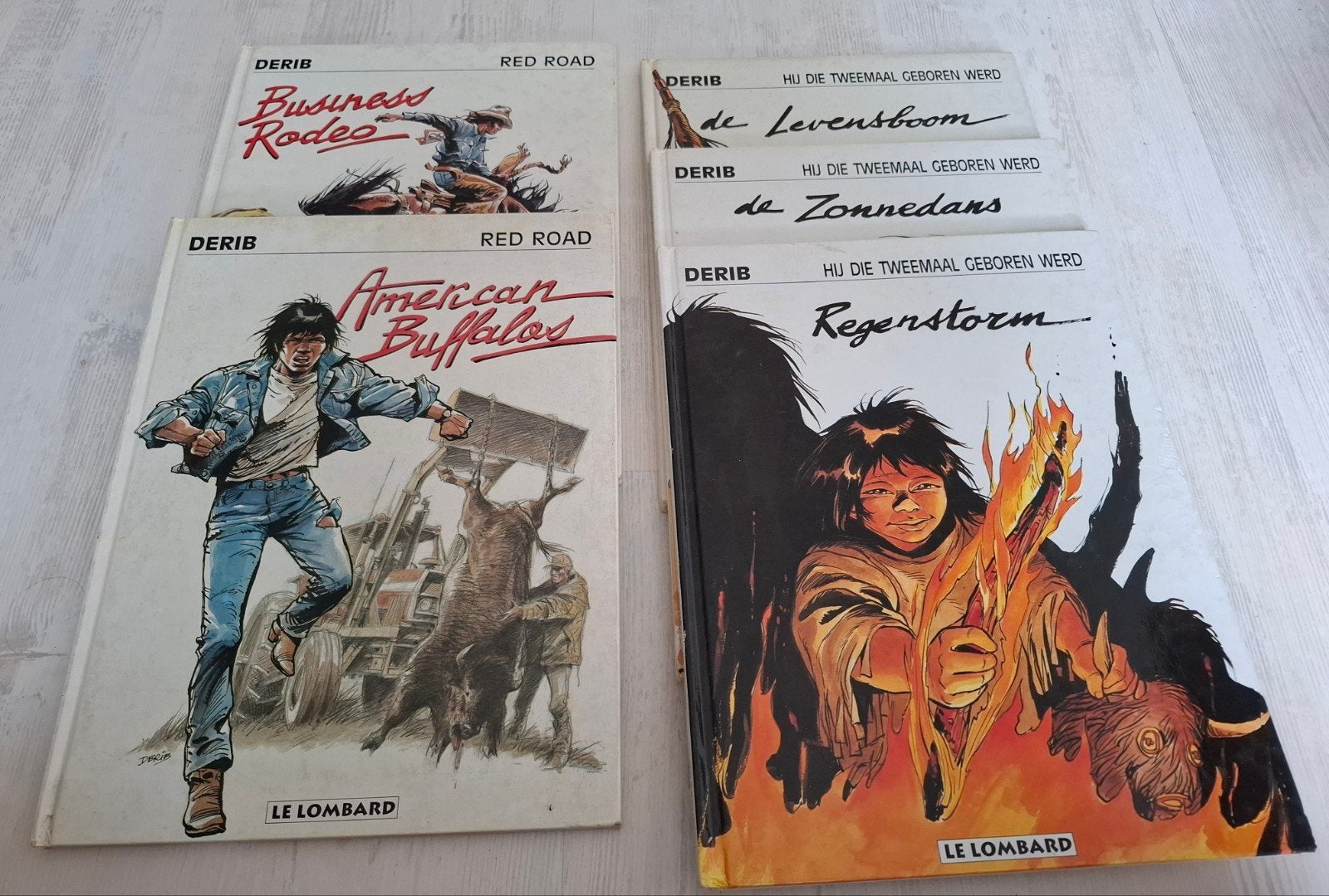 Derib - Hij die tweemaal geboren werd en Red road, Livres, Enlèvement, Derib