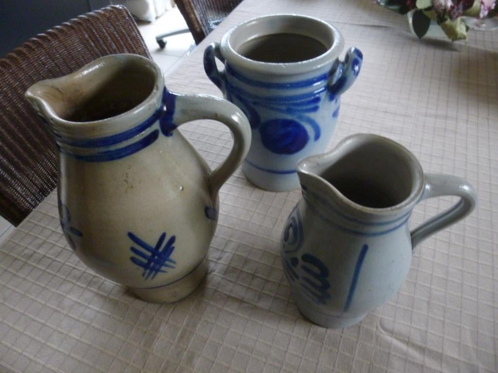 3 blauwe stenen kan pot en bierpot, Antiek en Kunst, Ophalen of Verzenden