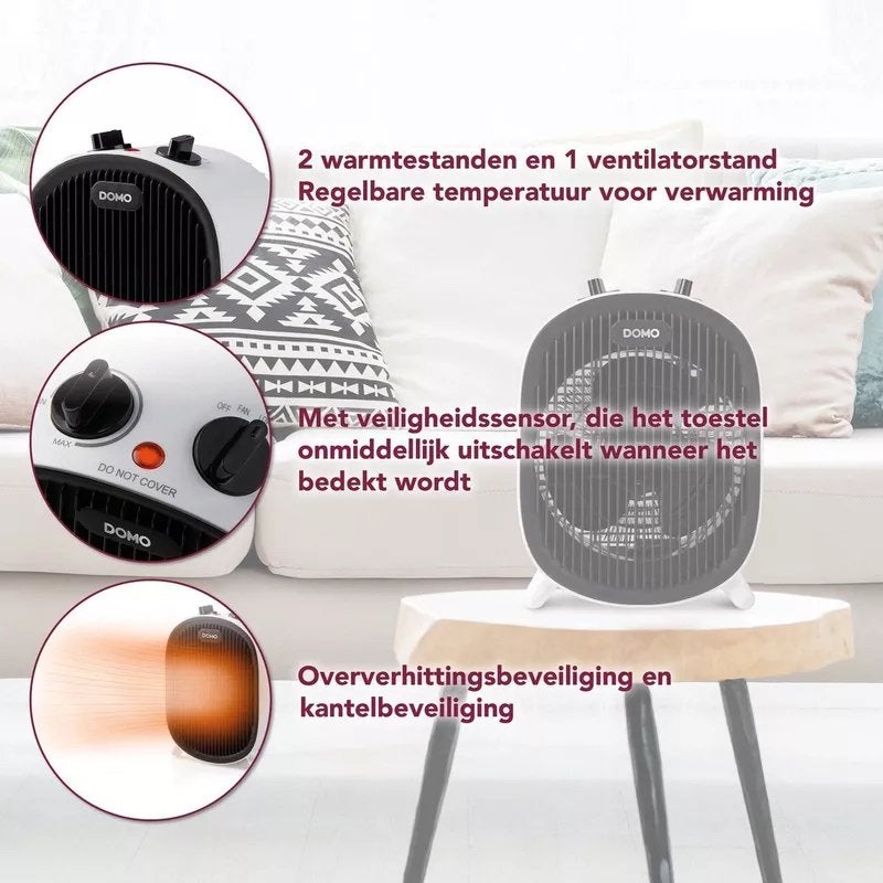 Domo DO7325F - Ventilatorverwarming - 2 standen - 2000W, Electroménager, Équipement de traitement de l'air, Enlèvement ou Envoi
