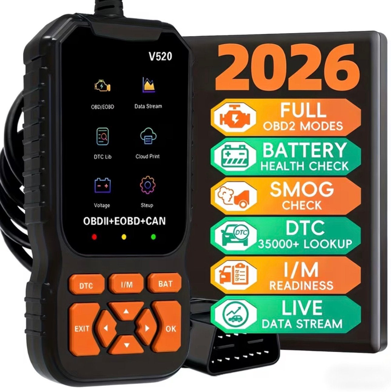Valise Auto OBD2 V520 2026 - Scanner  OBDII + Bat, Envoi, Neuf