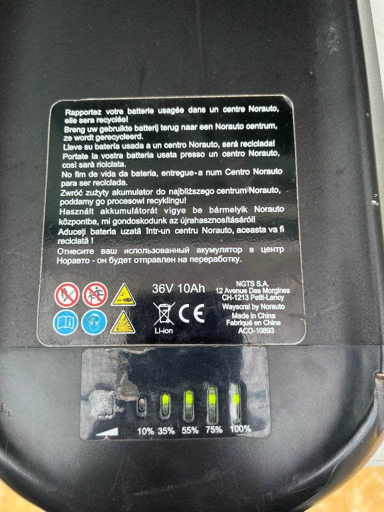 Batterie et chargeur pour vélo électrique Wayscral 24V 10Ah, Utilisé
