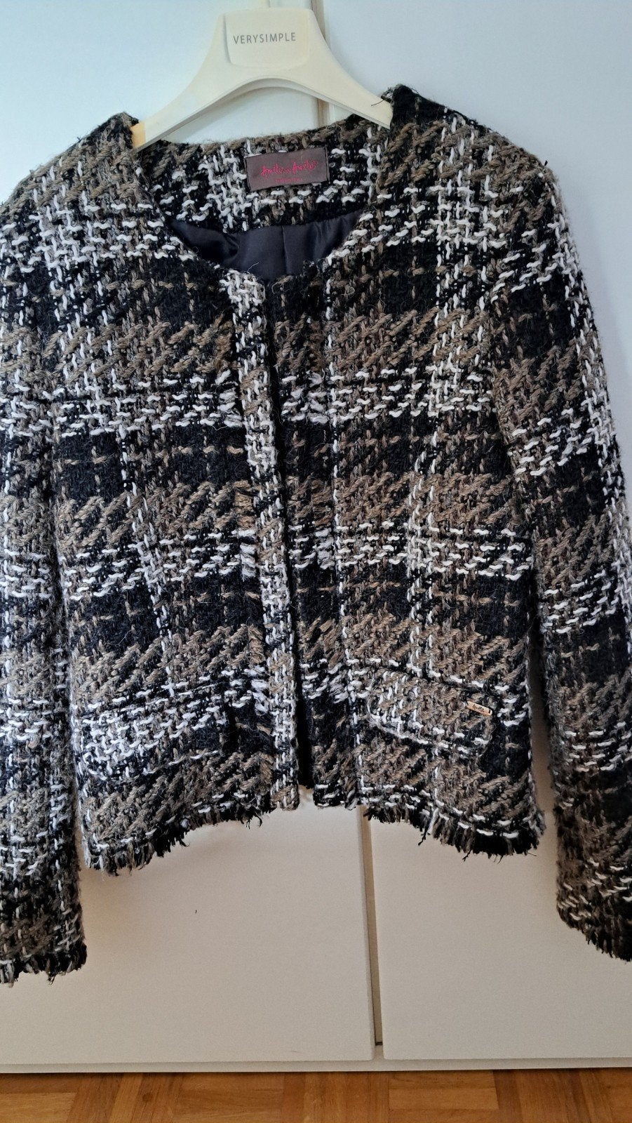 Amélie & Amélie Tweed/Boucle jasje Maat L (40-42) Nieuwstaat, Kleding | Dames, Meerkleurig, AMELIE & AMELIE, Maat 42/44 (L), Ophalen of Verzenden