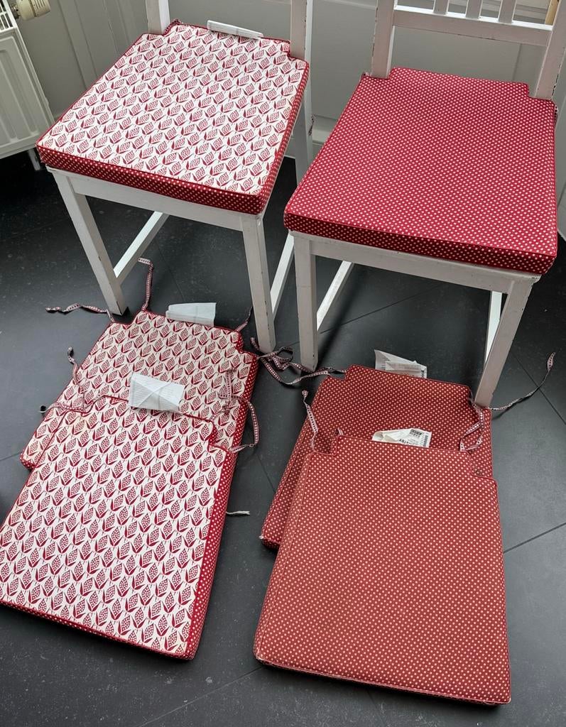 6 Galettes Kaustby pour chaise Ikea, Rouge, Enlèvement ou Envoi, Tissus, Cinq, Six Chaises ou plus