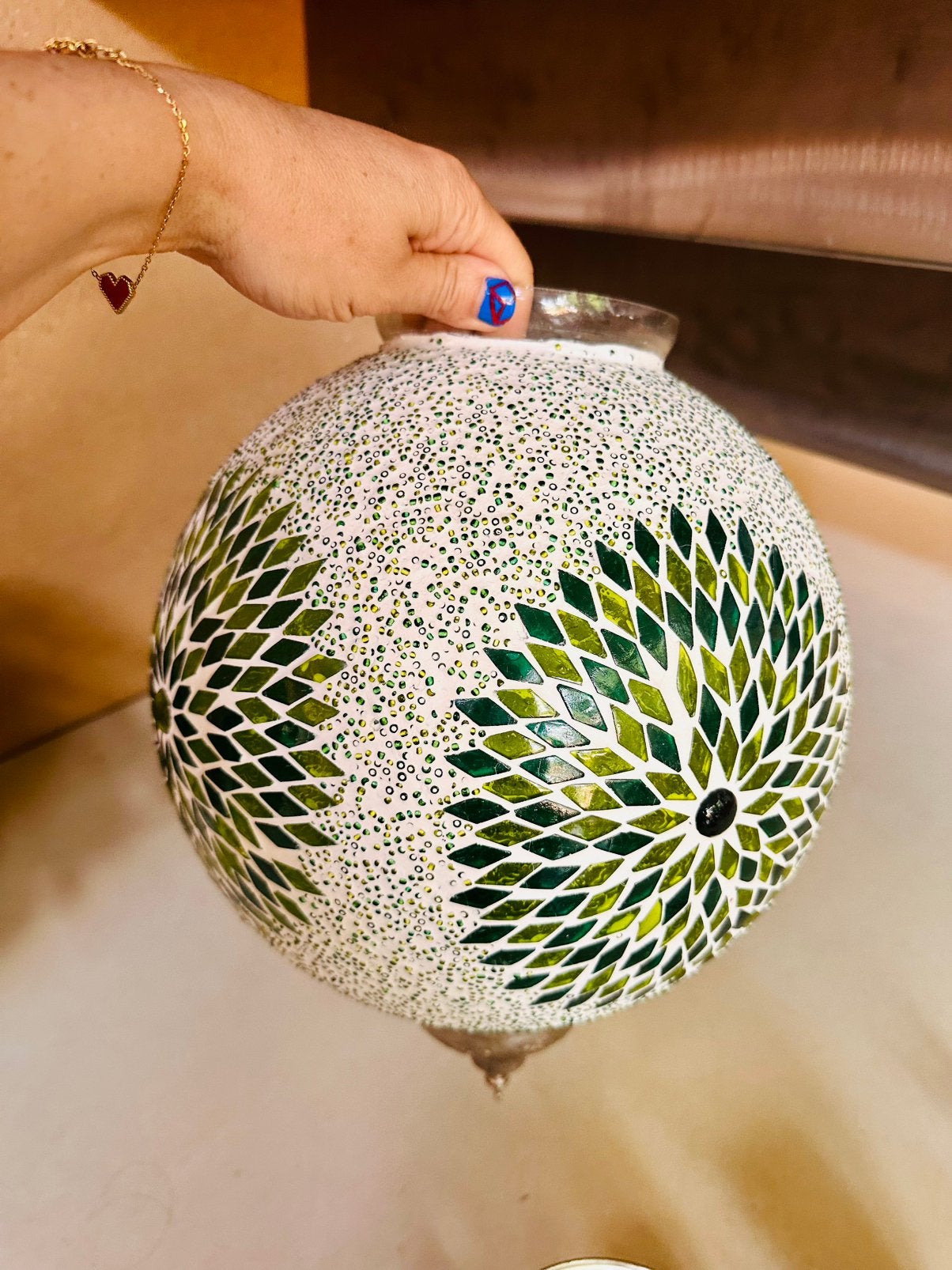 Oosterse hanglamp, Huis en Inrichting, Lampen | Hanglampen, Ophalen, Zo goed als nieuw, Glas