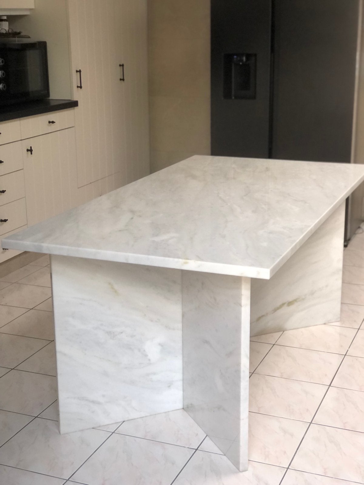 Table à manger, chaises et table basse, Maison & Meubles, Cinq personnes ou plus, 150 à 200 cm, Italiaanse marmer carara voor 6 personen
