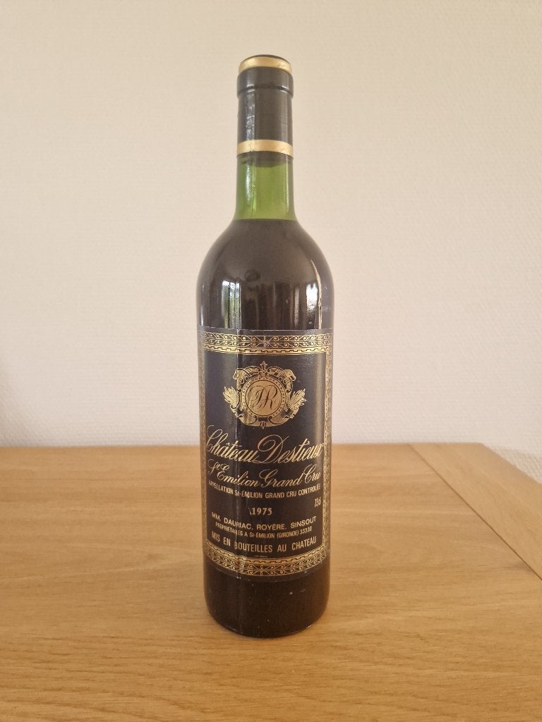 Château Destieux - 1975 - Saint Emilion Grand Cru - 73 cl, Collections, Neuf, Enlèvement ou Envoi, Pleine, Vin rouge