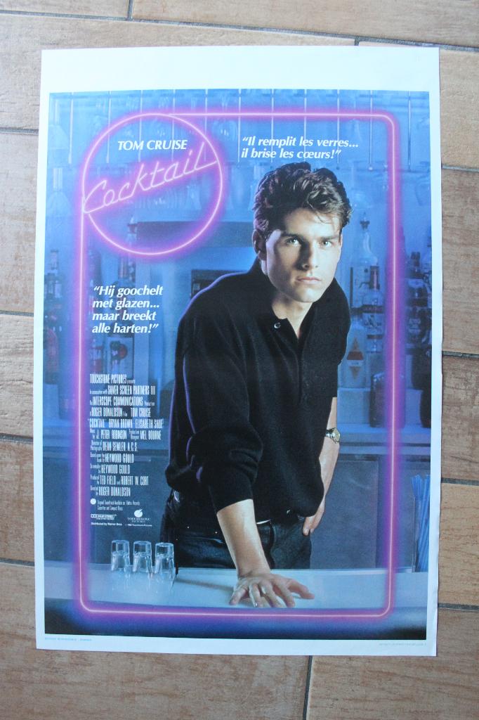 filmaffiche Tom Cruise Cocktail 1988 filmposter, Enlèvement ou Envoi, Rectangulaire vertical, A1 jusqu'à A3, Comme neuf