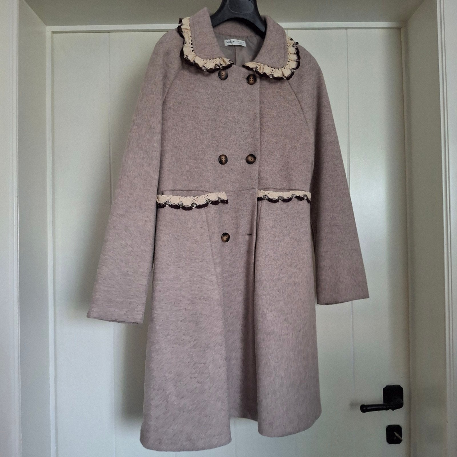 mooie warme wintermantel in wol look maat 152, Enlèvement ou Envoi, Shein, Comme neuf, Fille
