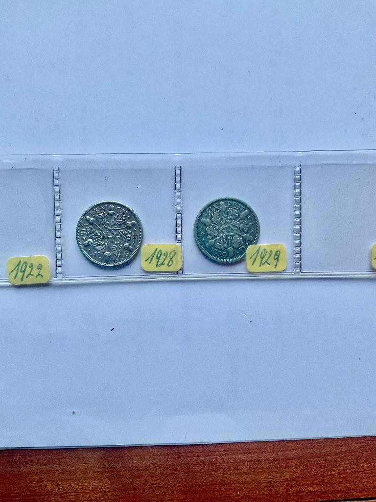 PIÈCES BRITANNIQUES EN ARGENT SIX PENCE 1928 1929, Enlèvement ou Envoi, Autres pays, Série, Argent