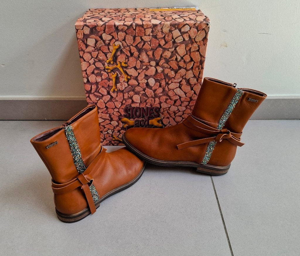 Bottes en cuir Stones and Bones — Taille 35 — Cognac, Enfants & Bébés, Bottes, Enlèvement ou Envoi, Comme neuf, Stones and bones