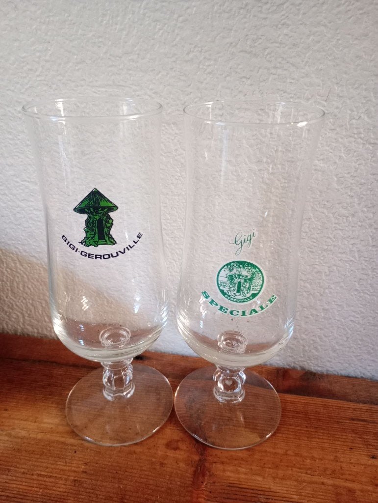 Brasserie bière deux verres Gigi Gérouville, Collections, Enlèvement ou Envoi, Comme neuf, Verre ou Verres, Autres marques