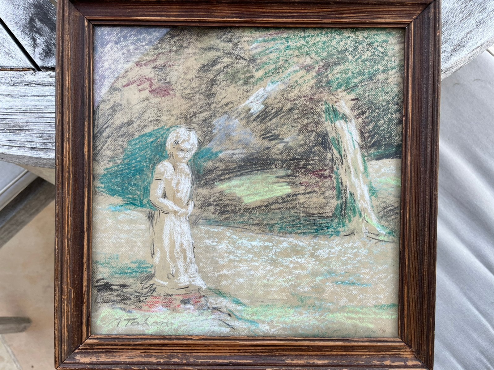 Schilderij van A TAHON, Ophalen, Paneel, Portret of Personen, Impressionistisch