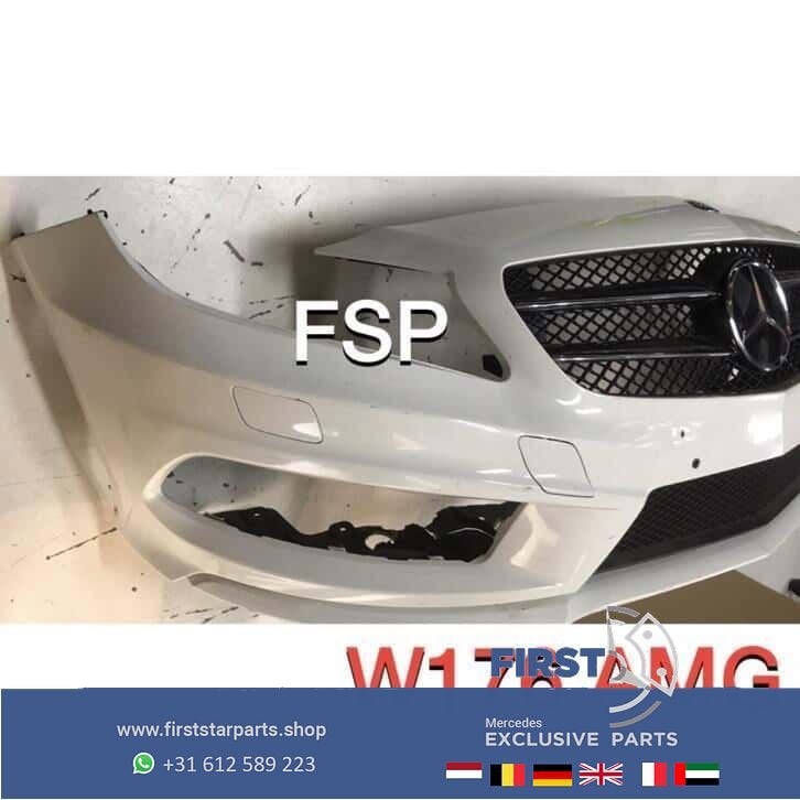 W176 AMG Voorbumper Mercedes A Klasse 2012-2018 wit compleet, Gebruikt, -, Voor, Ophalen of Verzenden