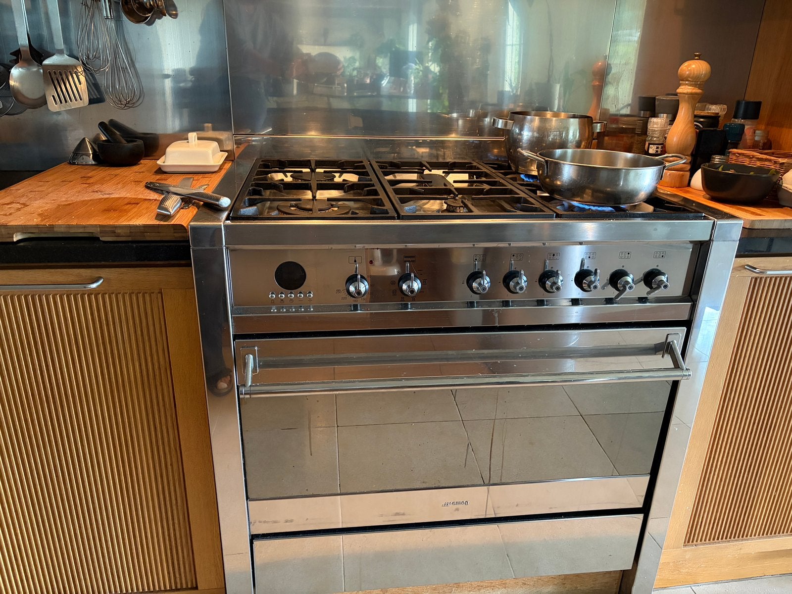 SMEG gasfornuis met elektrische oven, Ophalen, Gebruikt, Hete lucht, 60 cm of meer