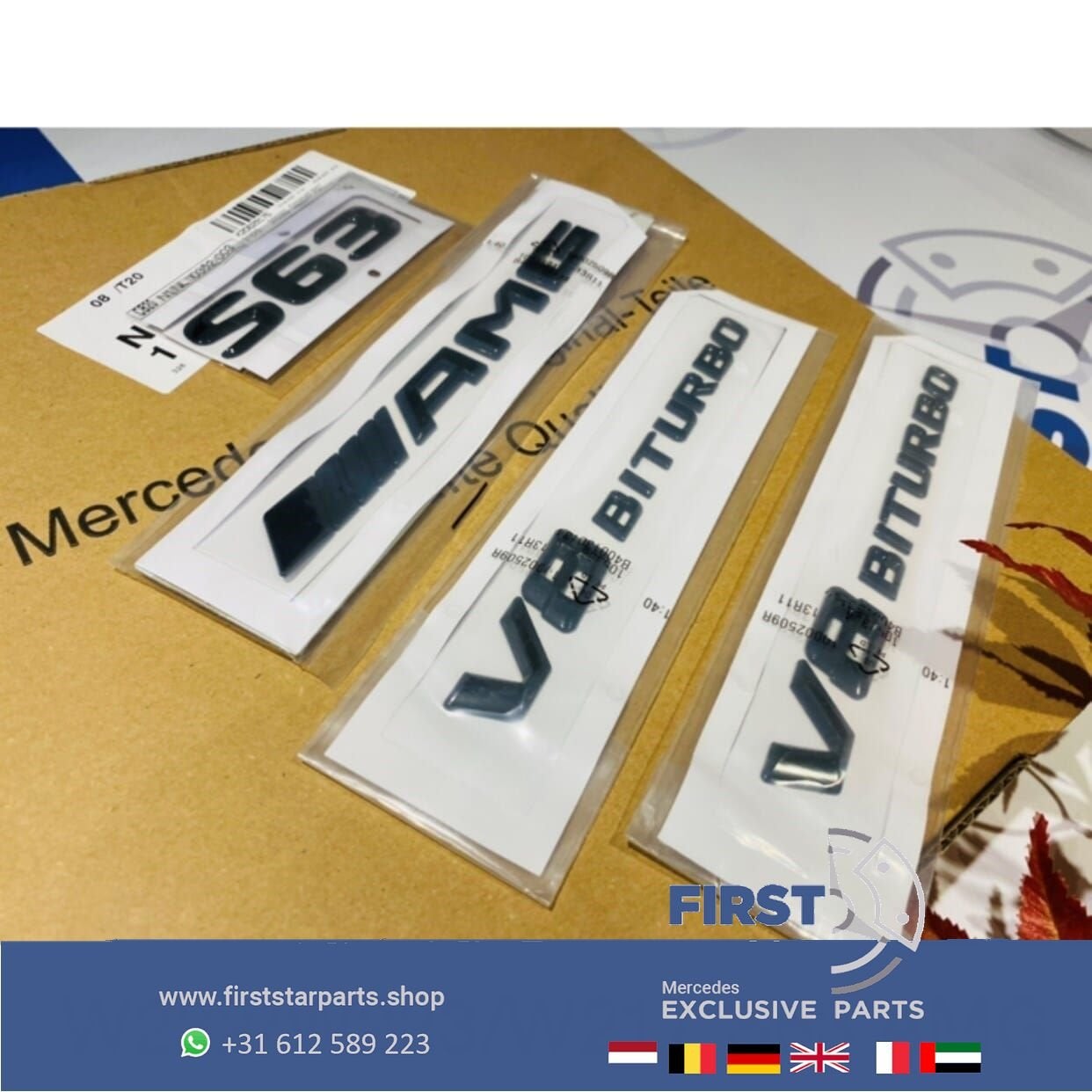 W222 W223 W217 S63 AMG LOGO SET ZWART S 63 EMBLEMEN SET Merc, Gebruikt, -, Ophalen of Verzenden, -