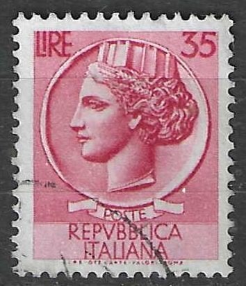 Italie 1953/1954 - Yvert 653 - Munt van Syracuse (ST), Verzenden, Gestempeld