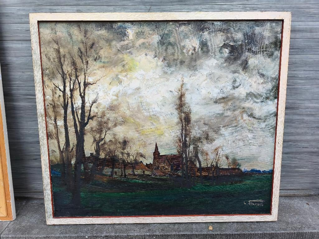 Huile sur toile signe Lucien staquet, Antiquités & Art, Enlèvement ou Envoi