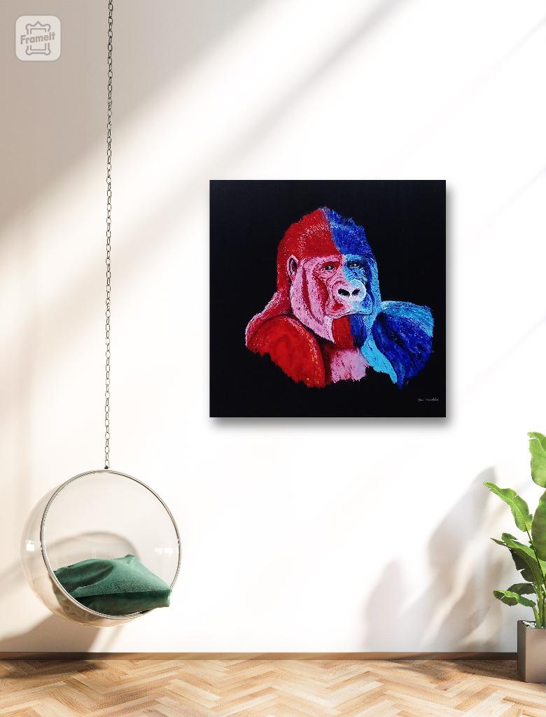 Origineel schilderij GORILLA, Neuf, 75 cm ou plus, Enlèvement, Création originale