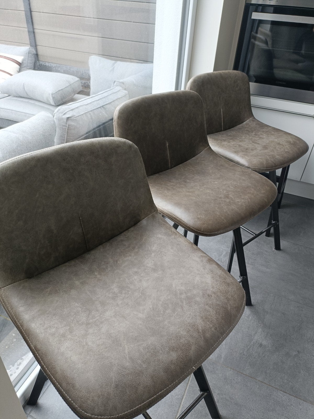 Set Lederen Barstoelen Weba, Huis en Inrichting, Leer, Ophalen of Verzenden, Zo goed als nieuw, Modern