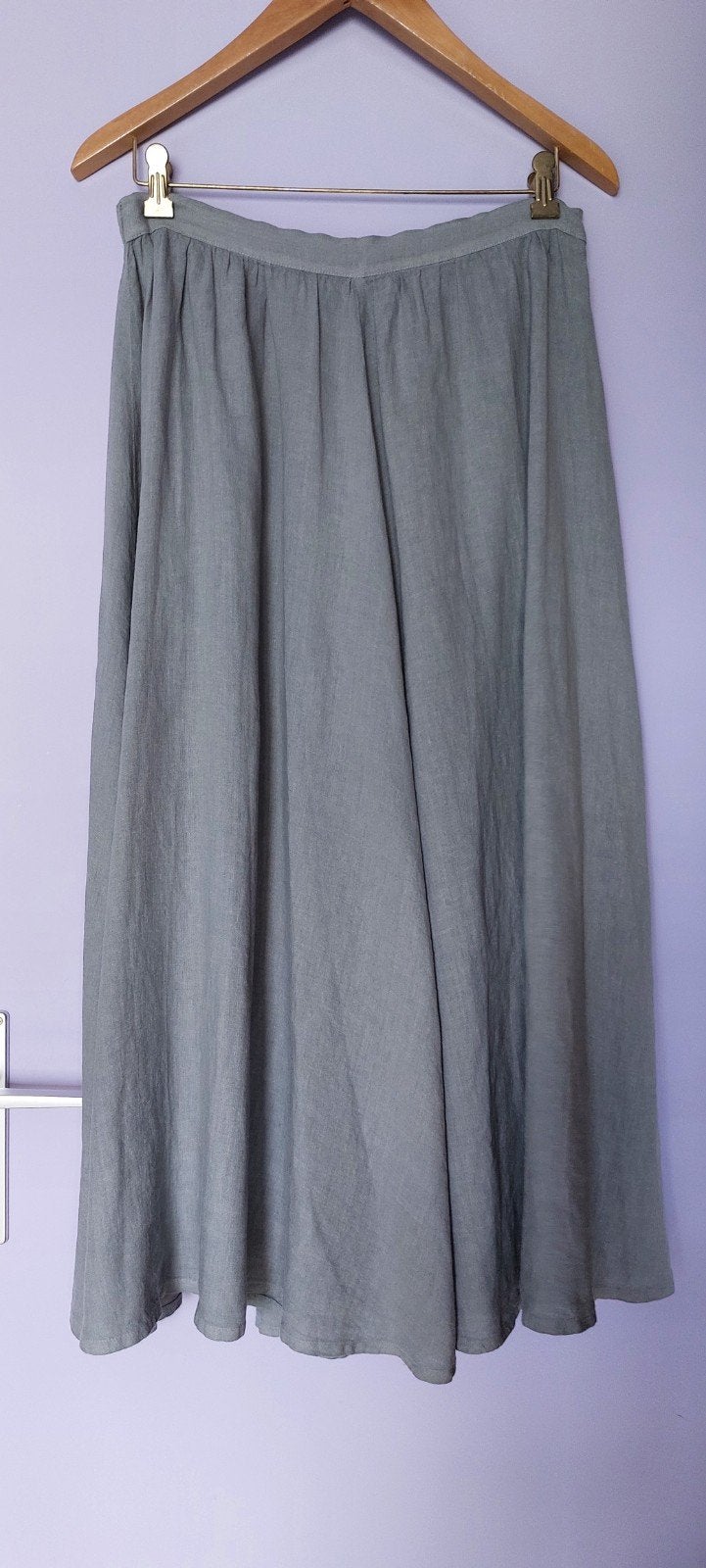 Lange rok duur Italiaans merk '120% lino' grijsgroen maat 42, Kleding | Dames, Rokken, Nieuw, Maat 42/44 (L), Overige kleuren