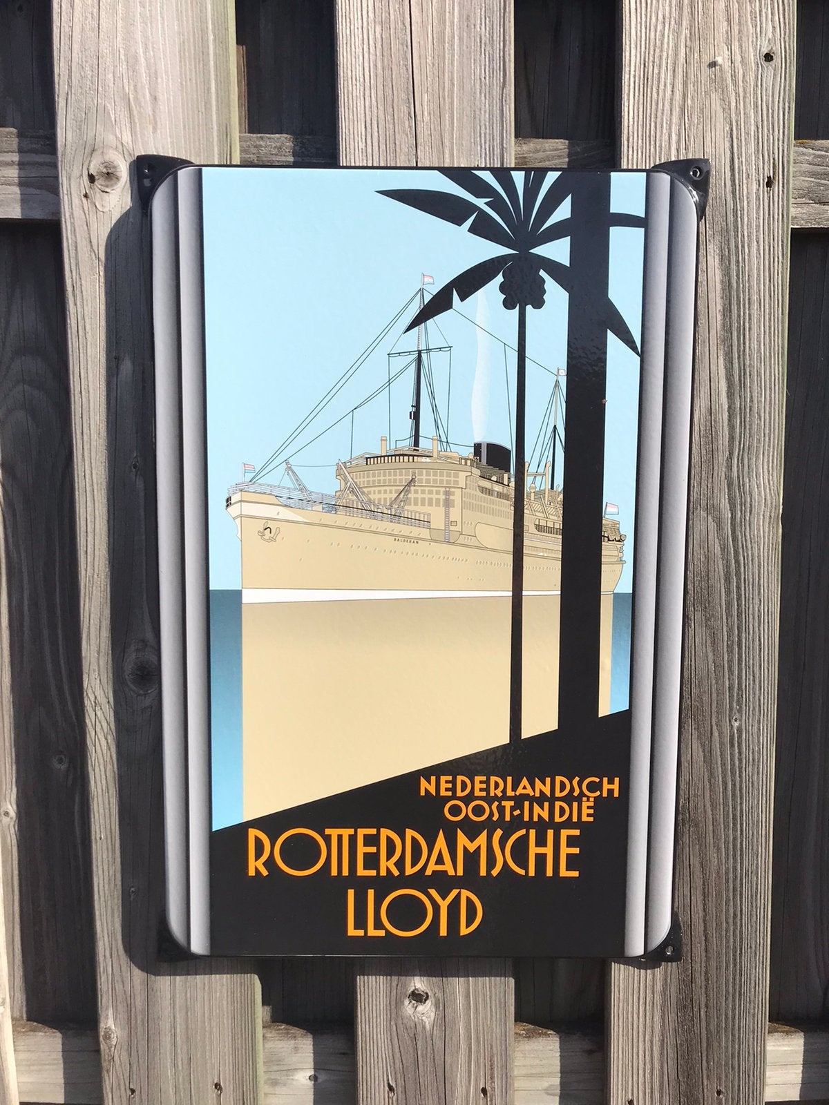 Rotterdamsche Lloyd emaille reclamebord, Verzamelen, Ophalen of Verzenden, Zo goed als nieuw, Reclamebord