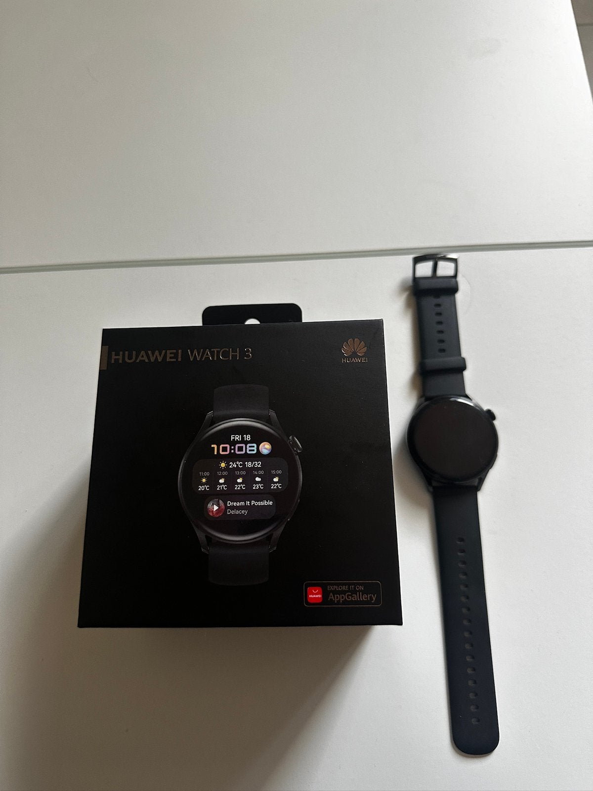 Huawei Watch 3active zwart  – Incl. oplader & originele doos, Ophalen, Zwart, Zo goed als nieuw, Android