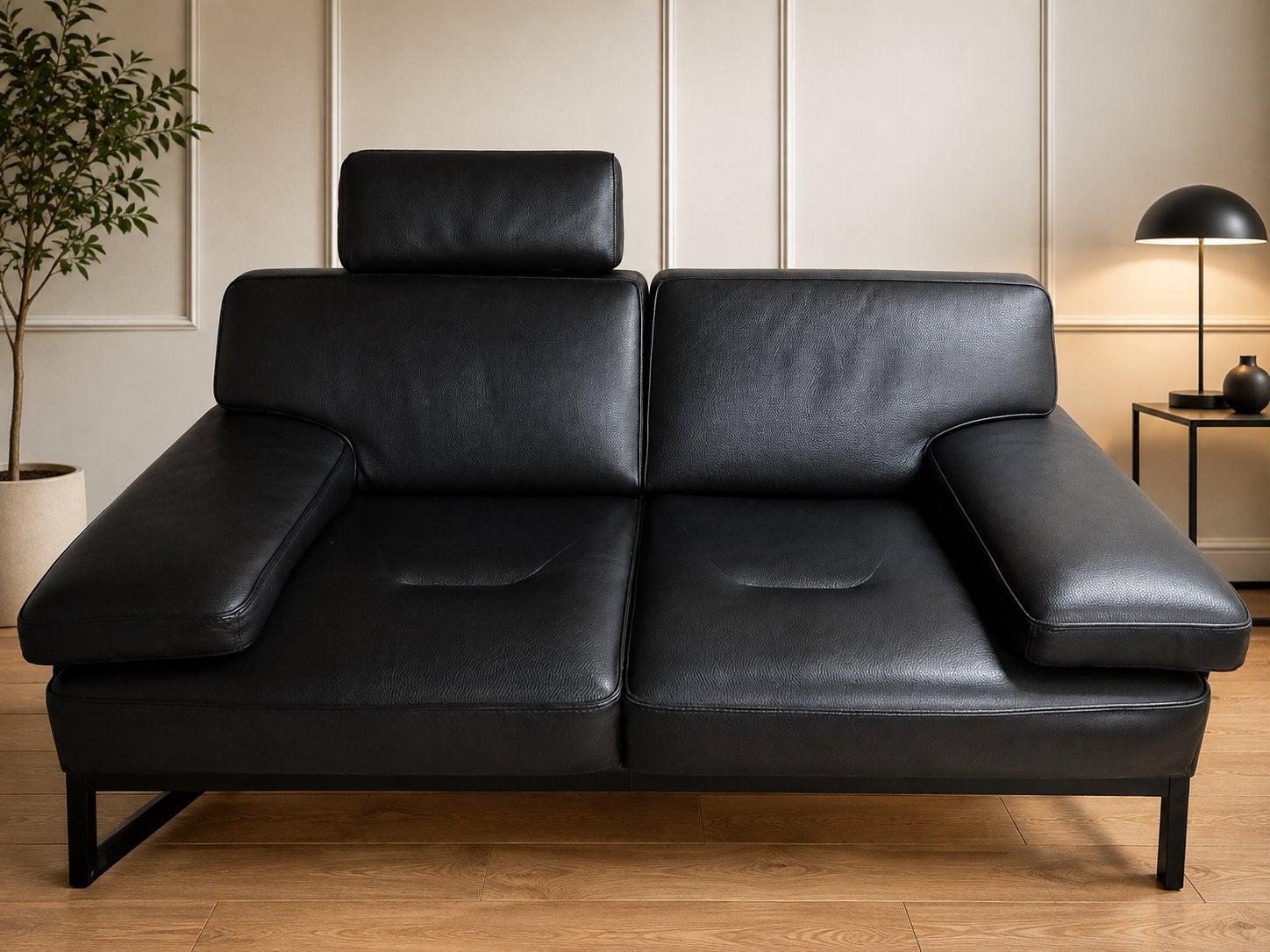 Canapé 2 places cuir avec têtière RocheBobois, Comme neuf, Enlèvement, Modèle Latitude Modèle contemporain, 75 à 100 cm