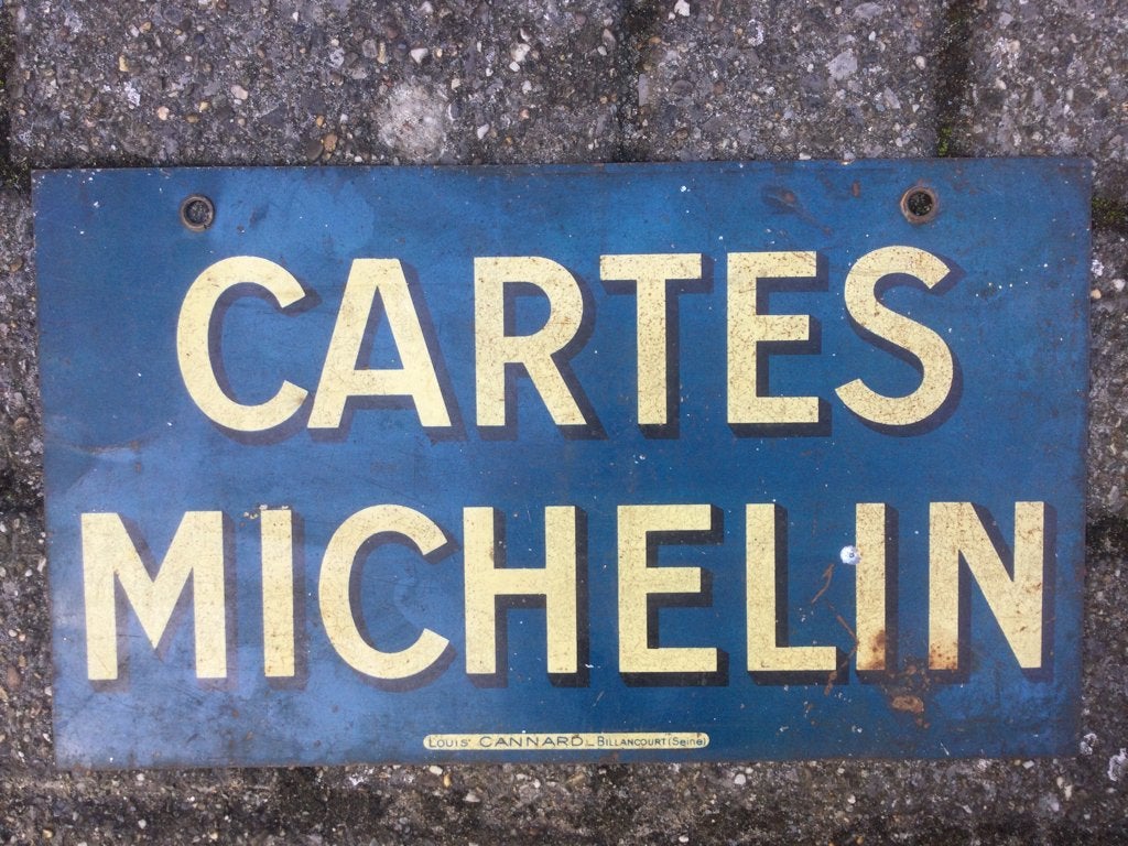 Reclamebord cartes michelin dubbelzijdig, Verzamelen, Ophalen of Verzenden, Gebruikt, Reclamebord