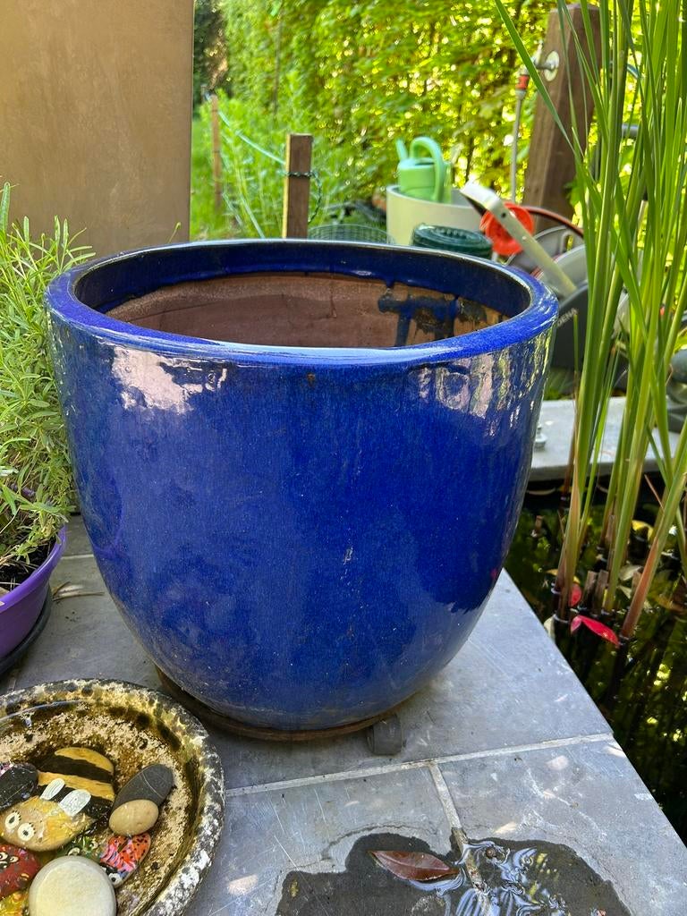 Blauw keramieken tuinpotten, Tuin en Terras, Bloempotten, Ophalen, Gebruikt, Terracotta, Balkon