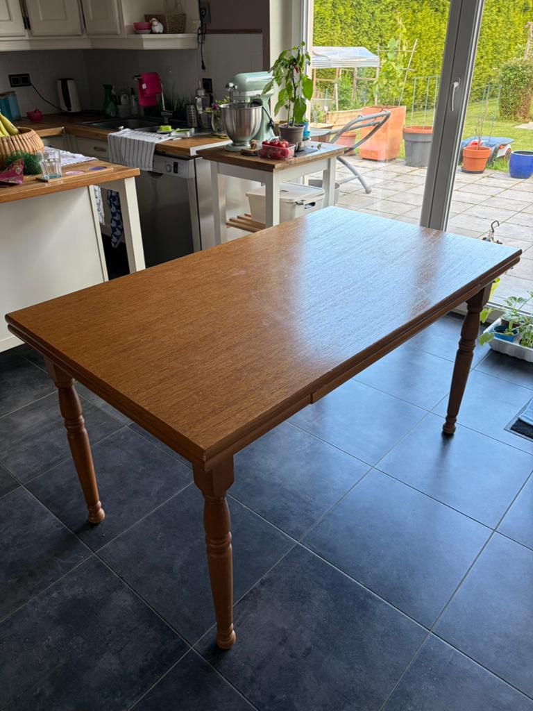 Table de cuisine en chêne, Ophalen, Gebruikt, Eikenhout, Vijf personen of meer