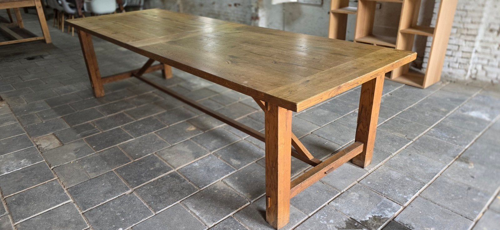 Eiken boerentafel 300 cm lang, Huis en Inrichting, Tafels | Eettafels, Ophalen, Gebruikt